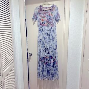 Johnny Was long mesh dress with slip. Summer 23 Biya collection.